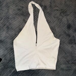 Zara White Halter Crop Top